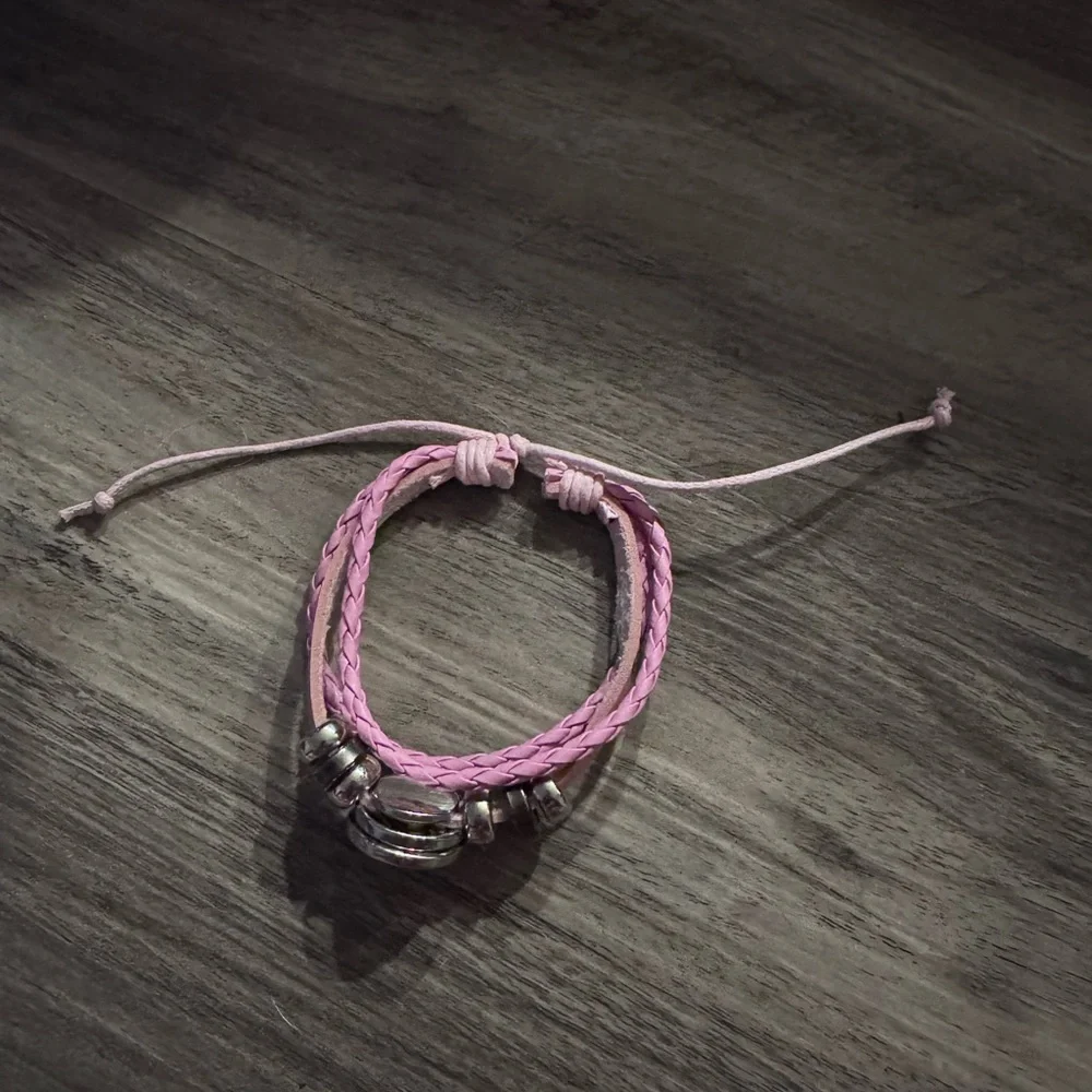 Taylor Swift Pink Braided Bracelet with Silver Accents